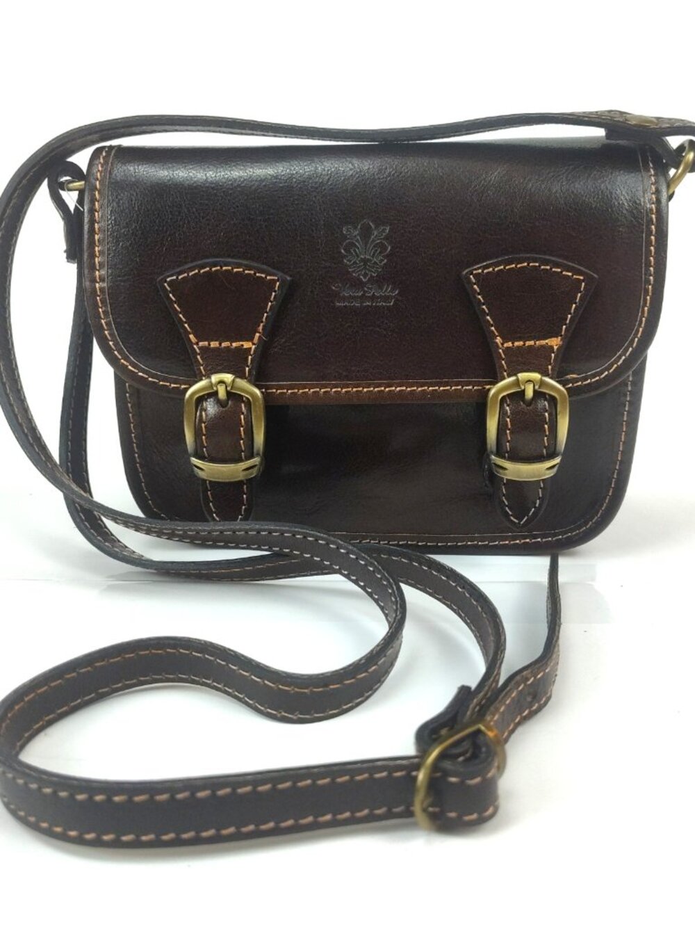 Charlie Leather Espresso/Rich Brown Small Leather Shoulder Bag/Crossbody –NWT